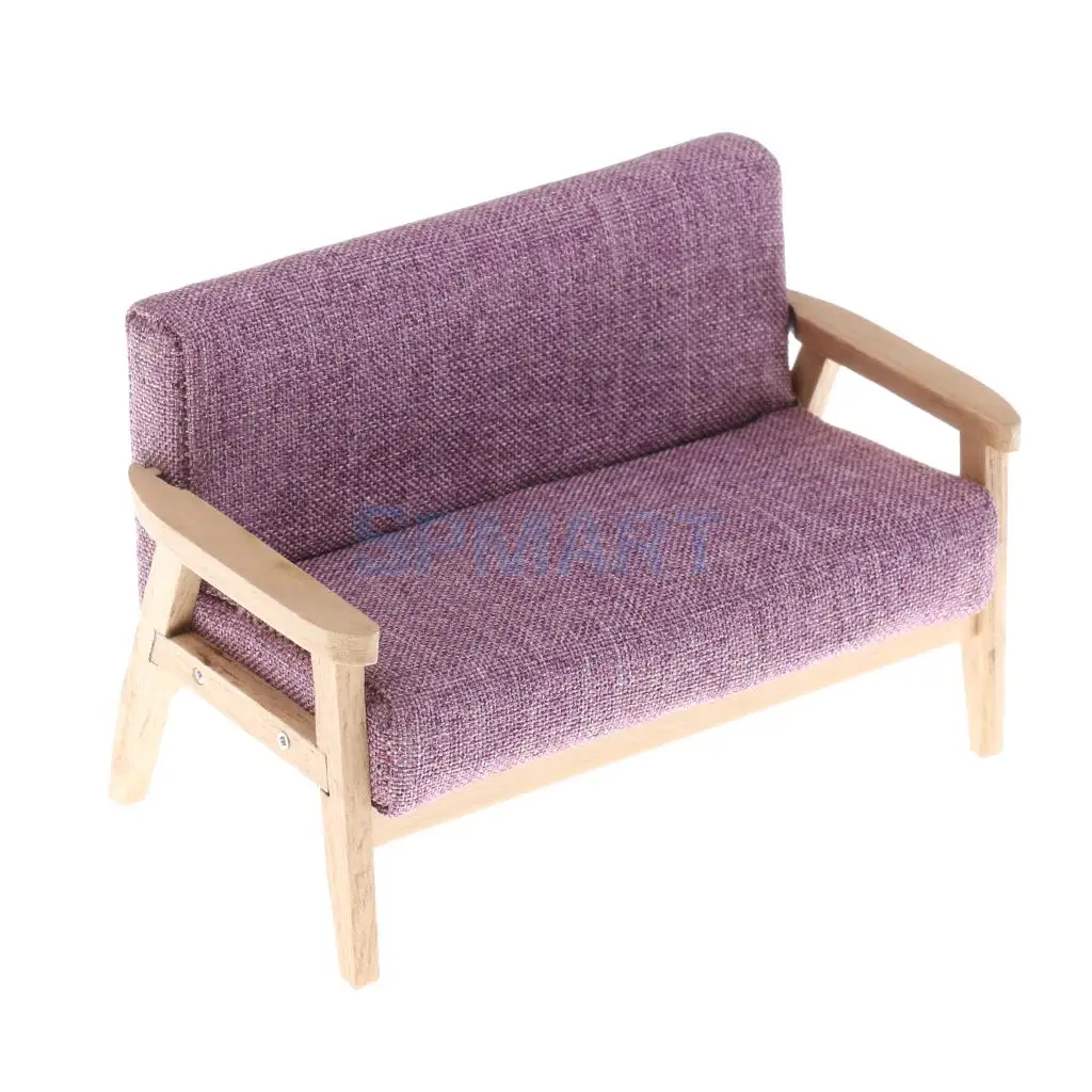 1/12 Scale Dollhouse Miniature Furniture Sofa Couch End Table Set 3 Colors for 12th Dolls House Living Room Accessories