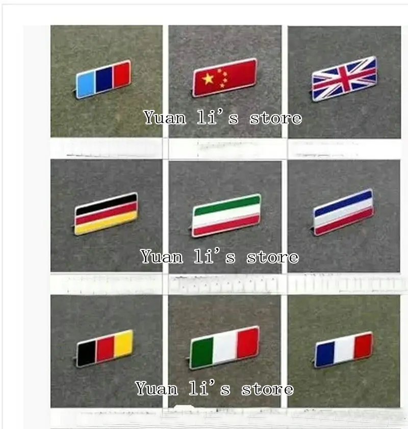 

10pcs AUTO DECALS STICKER CAR ALUMINUM France Italy and Germany Britain flag China flag car emblem stick42*16mm Car Styling