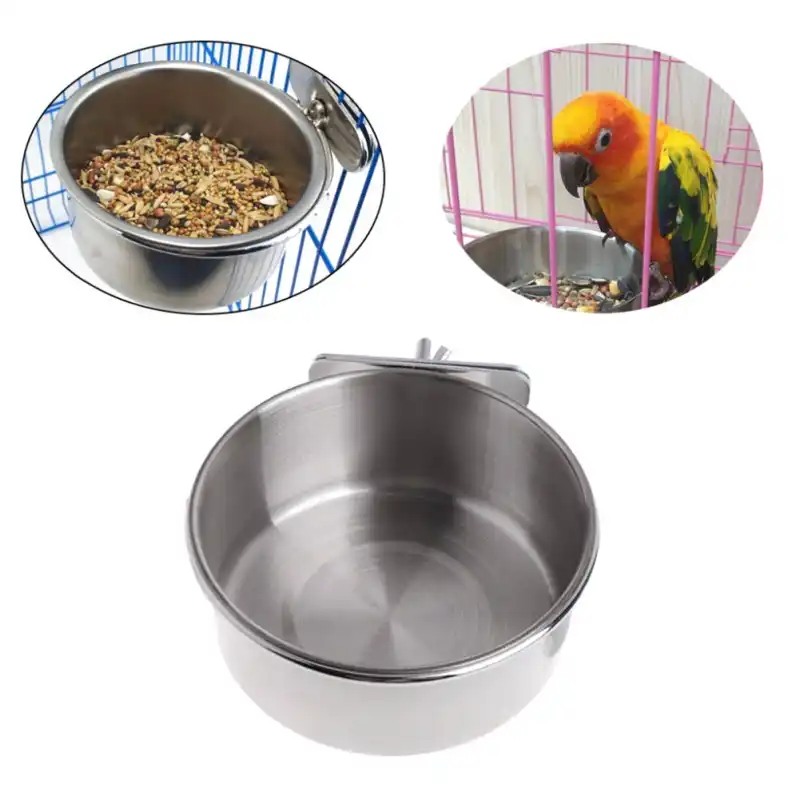 2018 Bird Feeders Parrot Stainless Steel Cups Container With
