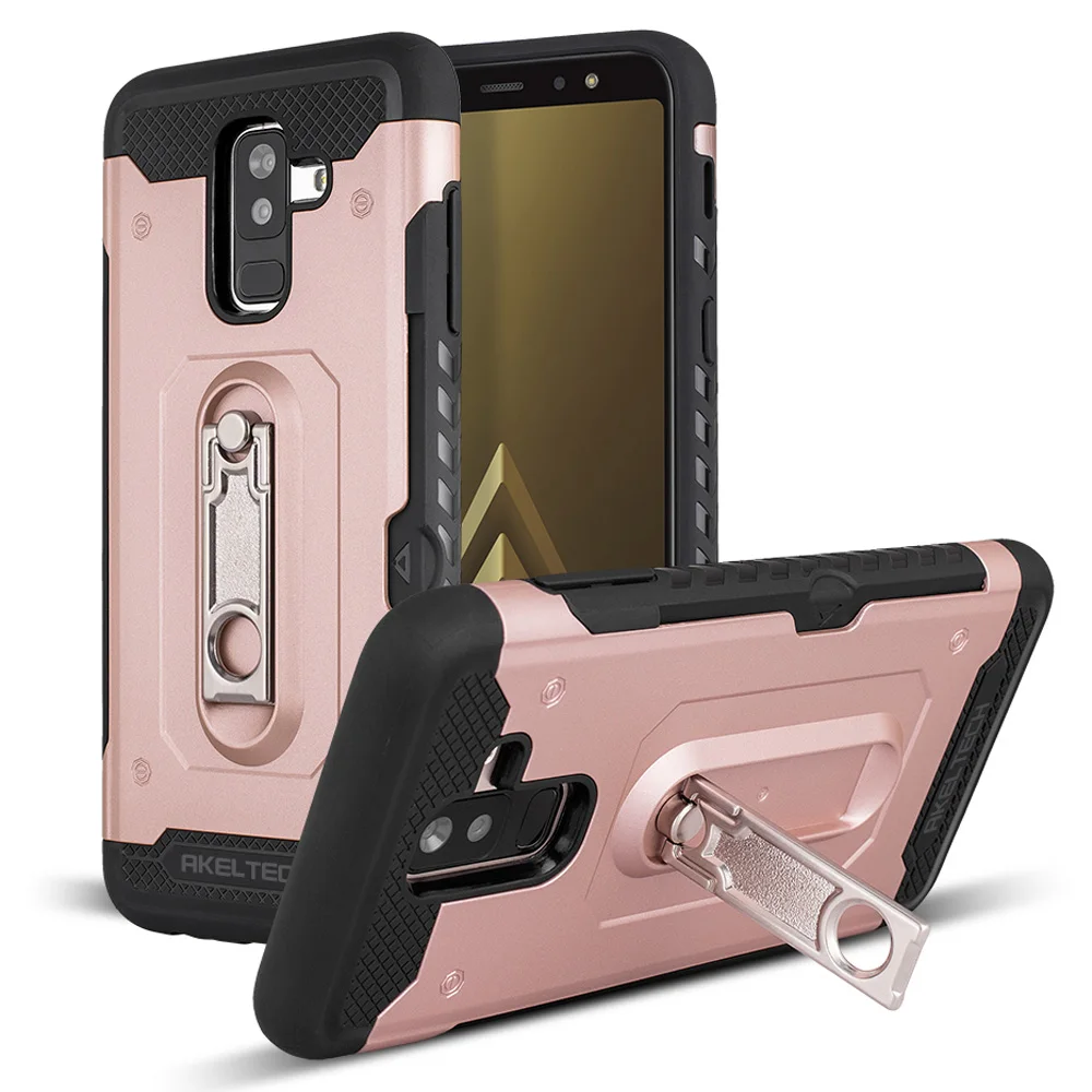 

For Samsung Galaxy J8 2018 J810F J810G J810Y/A6 Plus Case 2 In 1 Hybrid Armor Case Metal Kickstand & Card Holder Hard Back Cover