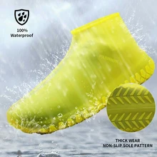 1pair Thicken Rain Shoe Cover Silicon Gel Waterproof Reusable Rubber Elasticity Overshoes Anti-slip For Boots Protector
