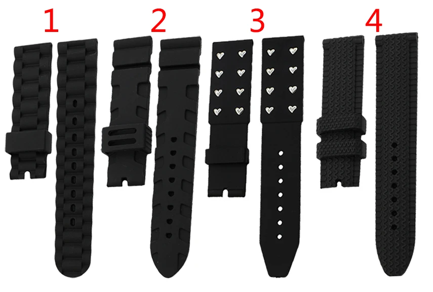 22 мм 24 мм силиконовая резинка часы для Breitling ремешок Для мужчин Для женщин смолы ремешок на запястье петли для ремня браслет черный +