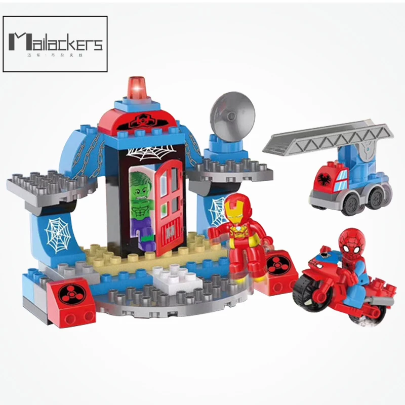 

Legoing Duplo Super Heroes Set Spiderman Iron Man Hulk Batman Large Particles Building Blocks Toys for Kid Marvel Movie Legoings