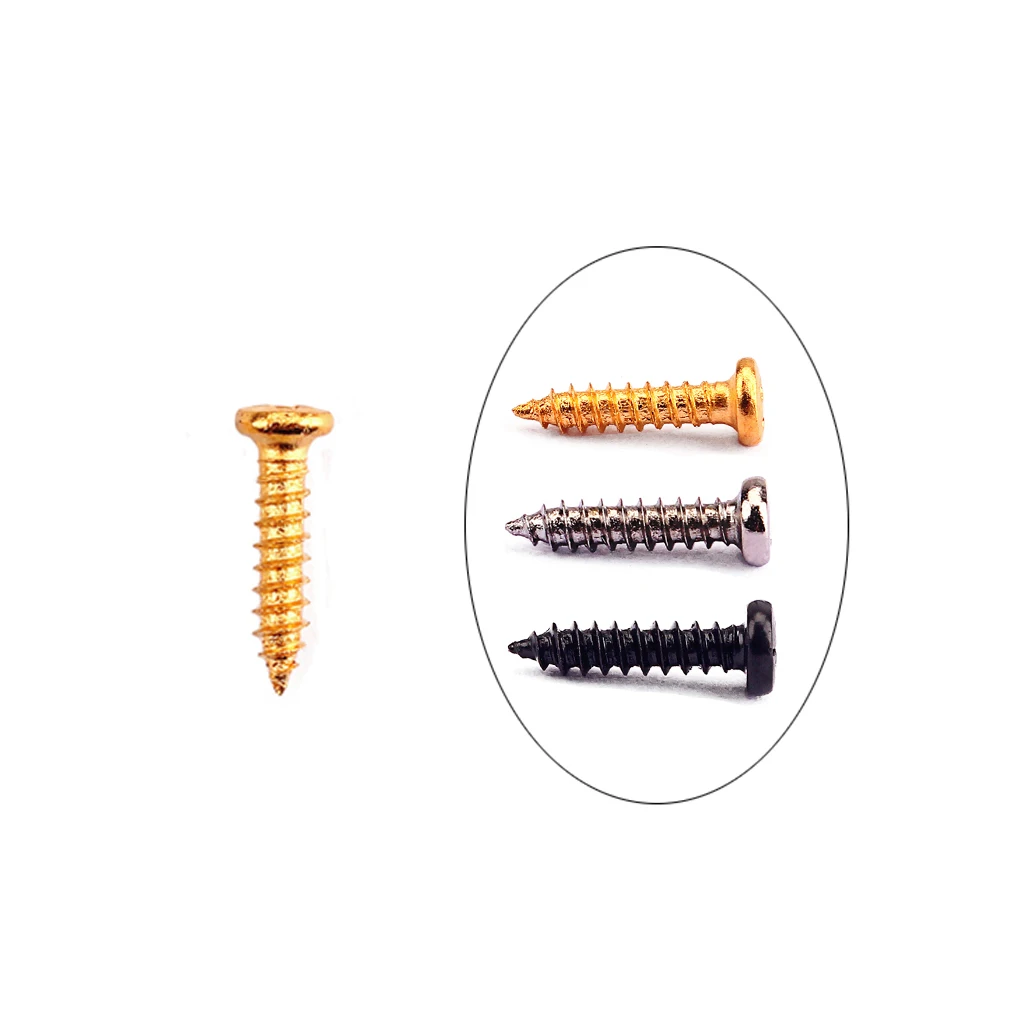 100 Pieces Iron Tuning Peg Tuner Mounting Screws for Guitar Bass Ukulele Mandolin Parts M2.2 Nickel/Black/Golden