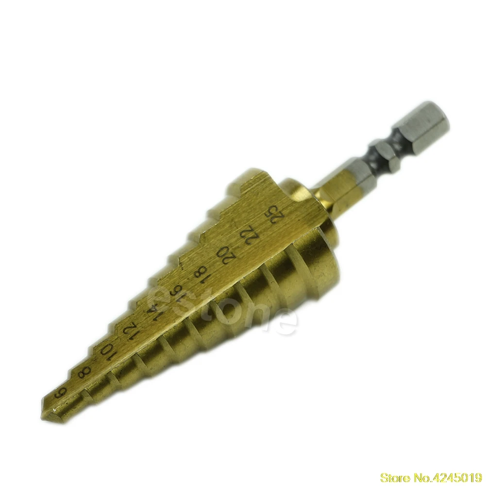 

New High quality 6mm to 25mm Steps HSS Holes Cutter Step Cone Drill Bit Hex Shank 1/4" New