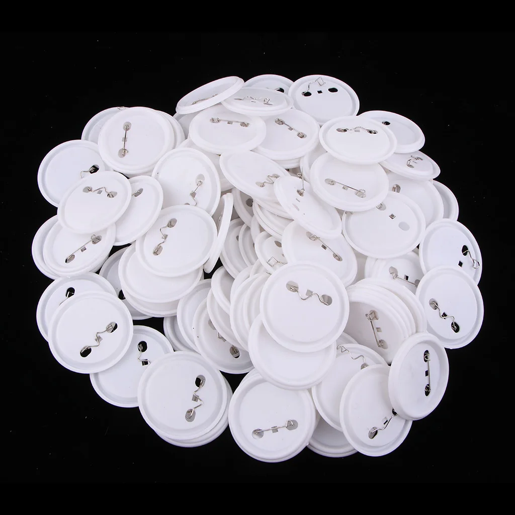 100 Sets 58mm Round Pin Badge Button Parts Supplies for Button Maker Badge