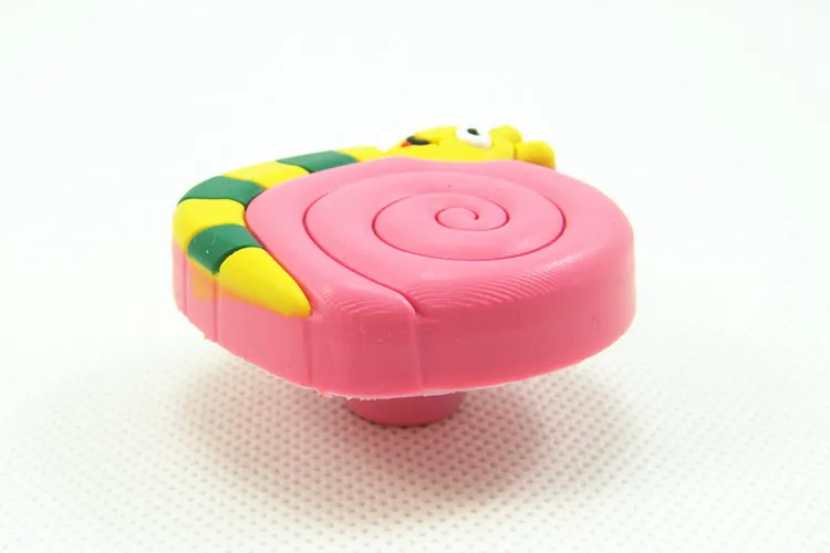 10 قطعة/الوحدة الوردي الحلزون الكرتون الأطفال الأثاث ومقابض المقابض درج خزانة التأثيرات المقابض الناعمة اللثة