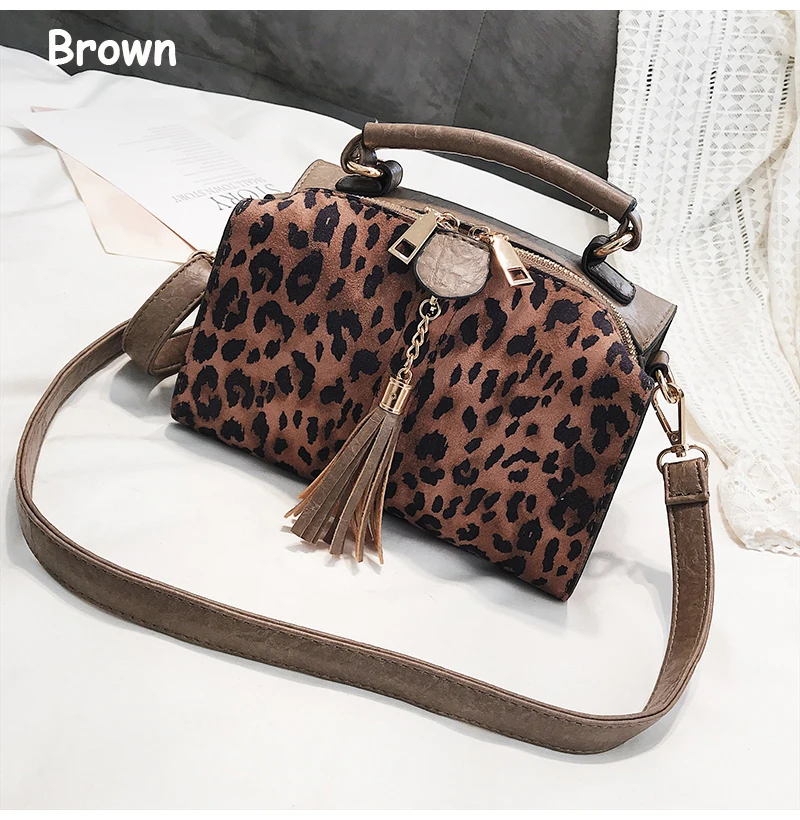 Индивидуальная Подушка леопардовой расцветки, дамская сумка, новая модная высококачественная повседневная сумка с кисточками, сумка через плечо