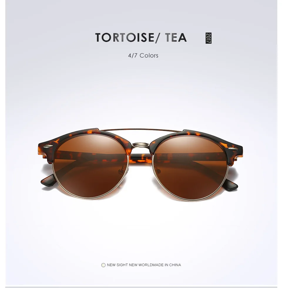 HDSUNFLY, Мужские поляризационные солнцезащитные очки, UV400, женские, фирменный дизайн, Клубные, круглые, солнцезащитные очки, двойной мост, очки для мужчин и женщин - Цвет линз: leopard brown