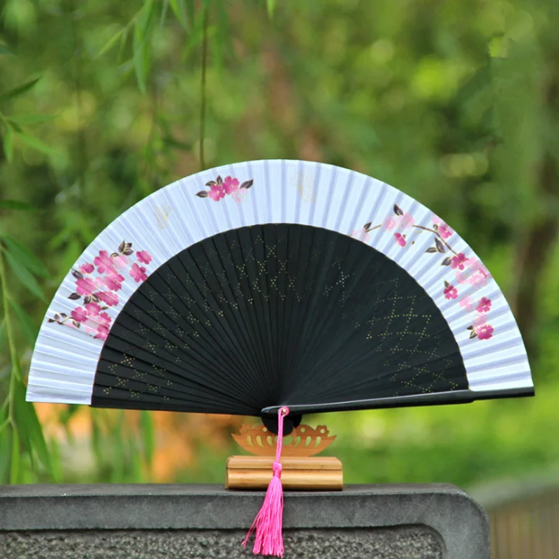 Japanese Cherry Blossoms Ladies Cheaper Bamboo Folding Hand Fans