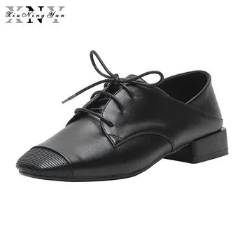 

Flats British Style Oxford Shoes Women Spring Soft Leather Oxfords Flat Heel Casual Shoes Lace Up Women's Shoes Retro Brogues