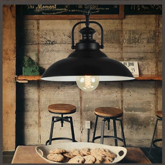 loft bar black iron american vintage retro pendant light dining room
