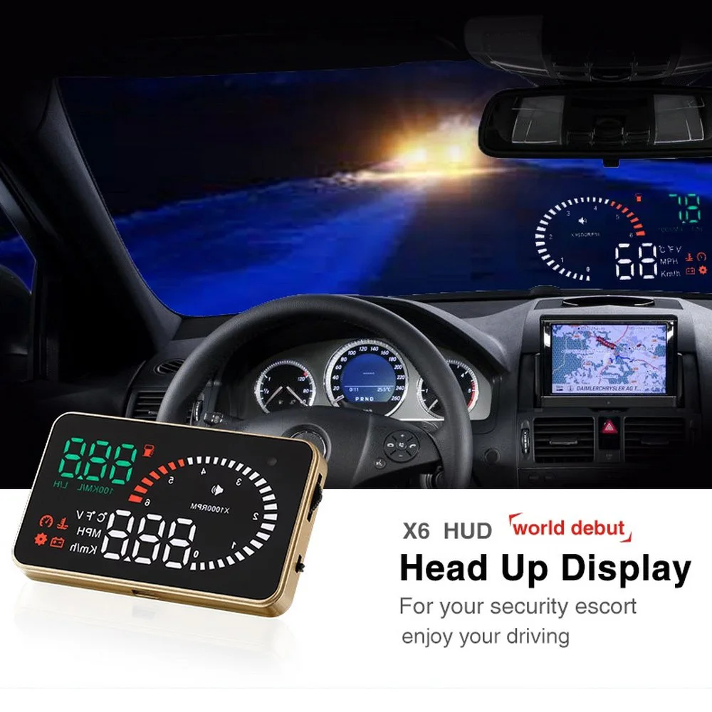 

3.5 Inch Borderless Head Up Display x6 Multi-color Screen HUD Display Travel Speed Direction HD Rich Data Display