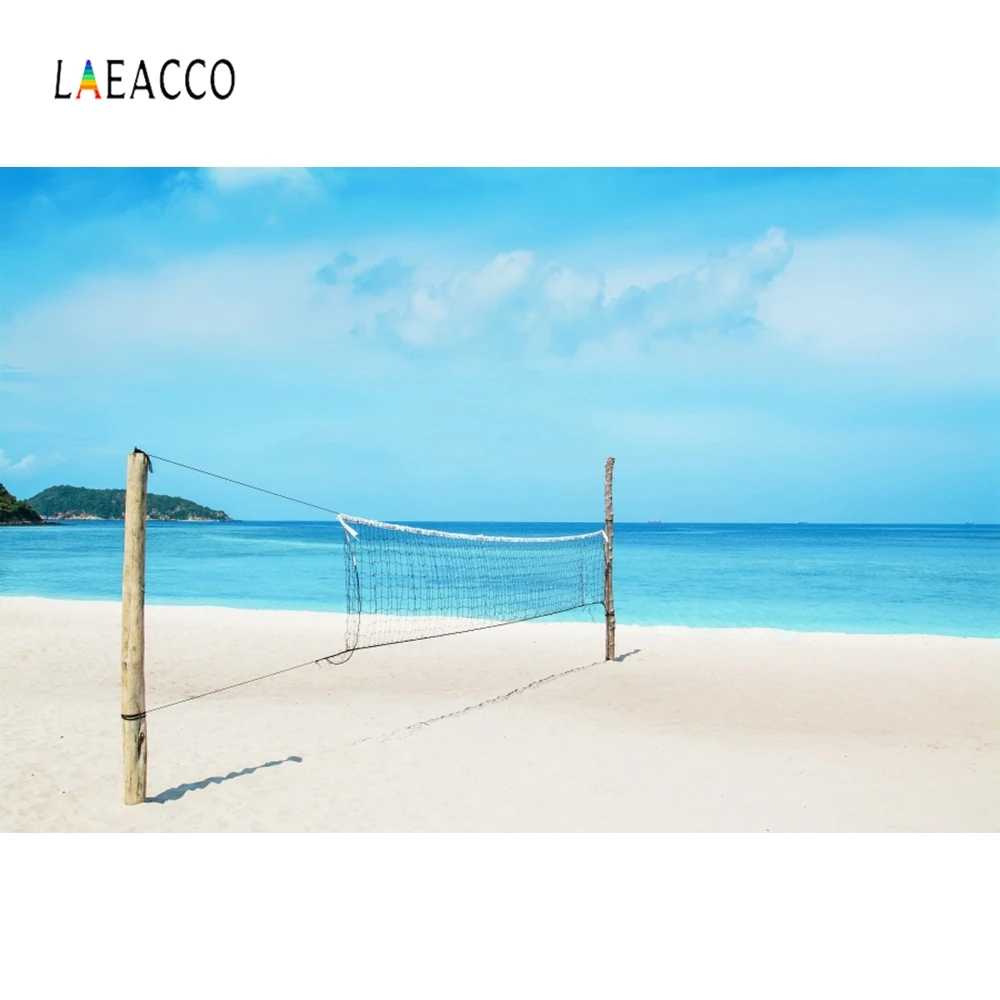 

Laeacco Sea Beach Blue Sky Volleyball Net Photocall Photography Background Customized Photographic Backdrops For Photo Studio