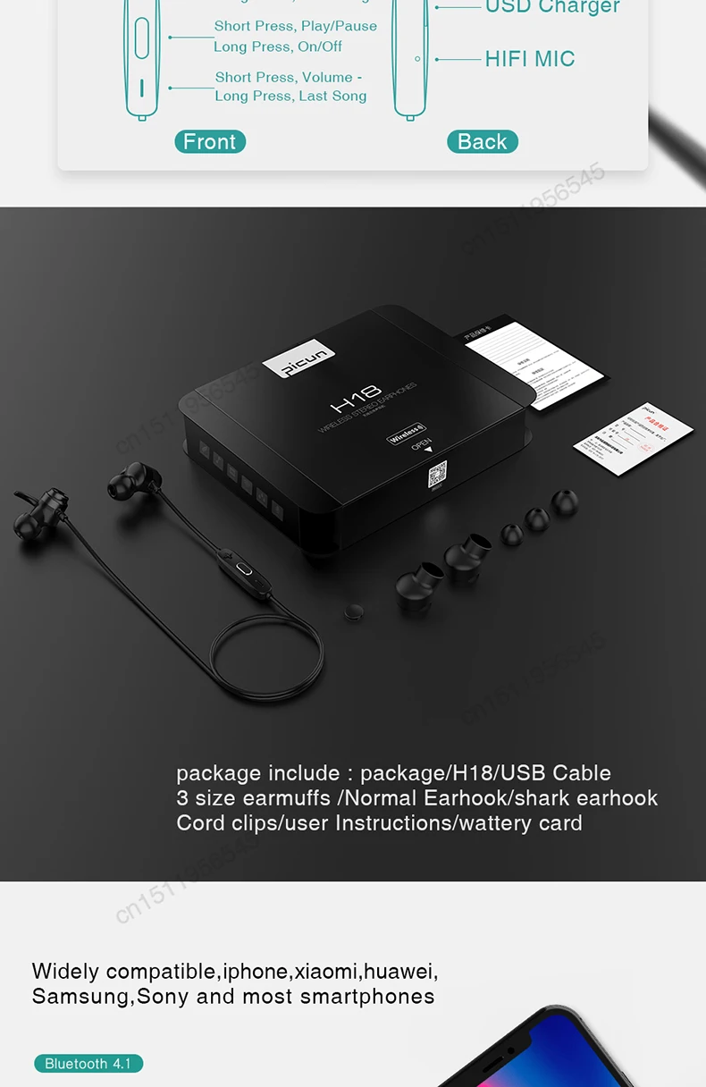 H18 беспроводные наушники IPX7 водонепроницаемые Bluetooth наушники спортивные бас наушники гарнитура с микрофоном для iPhone Xiaomi huawei PC MP3