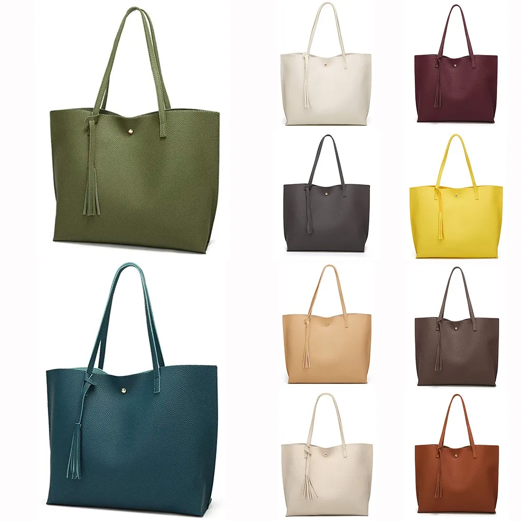 

Solid Color Totes Handbag Ladies High-Grade Leather Sac A Main Femme De Marque Luxe Cuir 2019 *