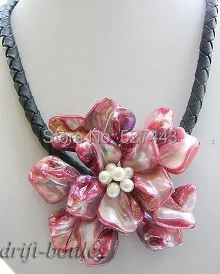 

Wholesale free p&p hot sale>>>18''hand-made red Shell Flower Necklace