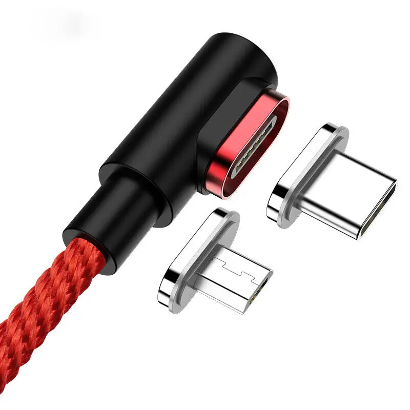 

Cable 1m 3A 90 Degree Magnetic Fast Charging Cable Micro USB Type C Charger For iPhone L Shape Cable Magnet Huawei AndroidMobile