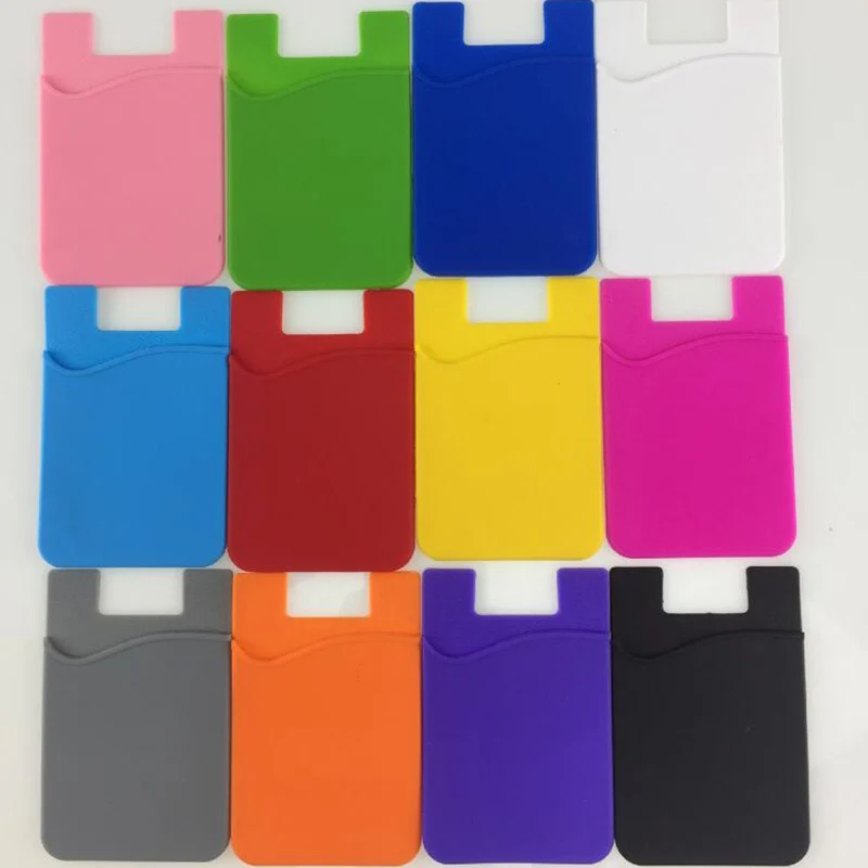 

Hot Sale Fashion Adhesive Sticker Back Cover Card Holder Case Pouch for Cell Phone Colorful Card Holder Dorp Shipping