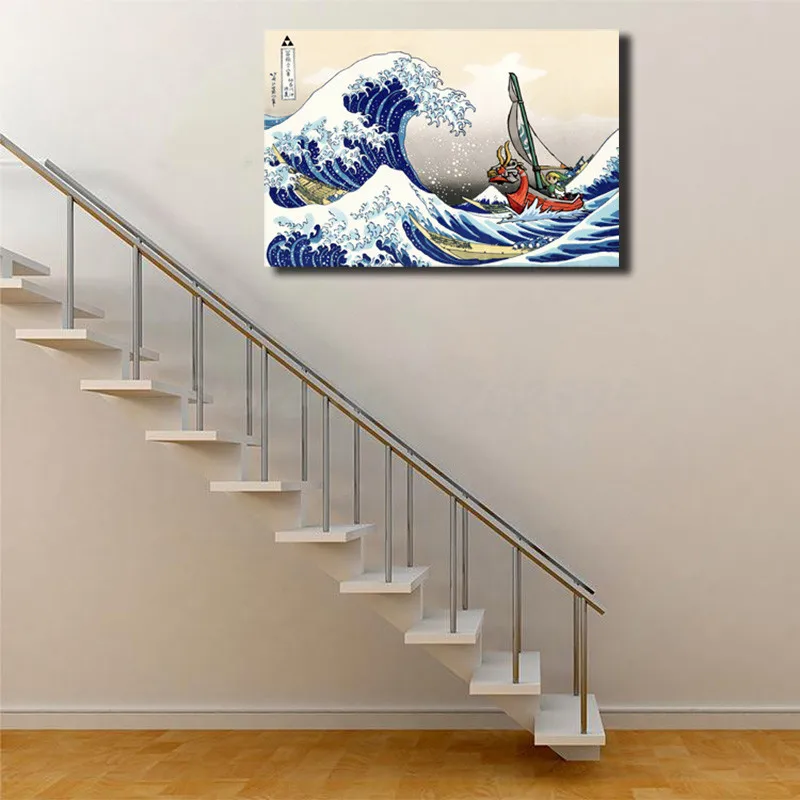 Легенда о Зельде Windwaker The Great Wave художественный холст постер картина маслом
