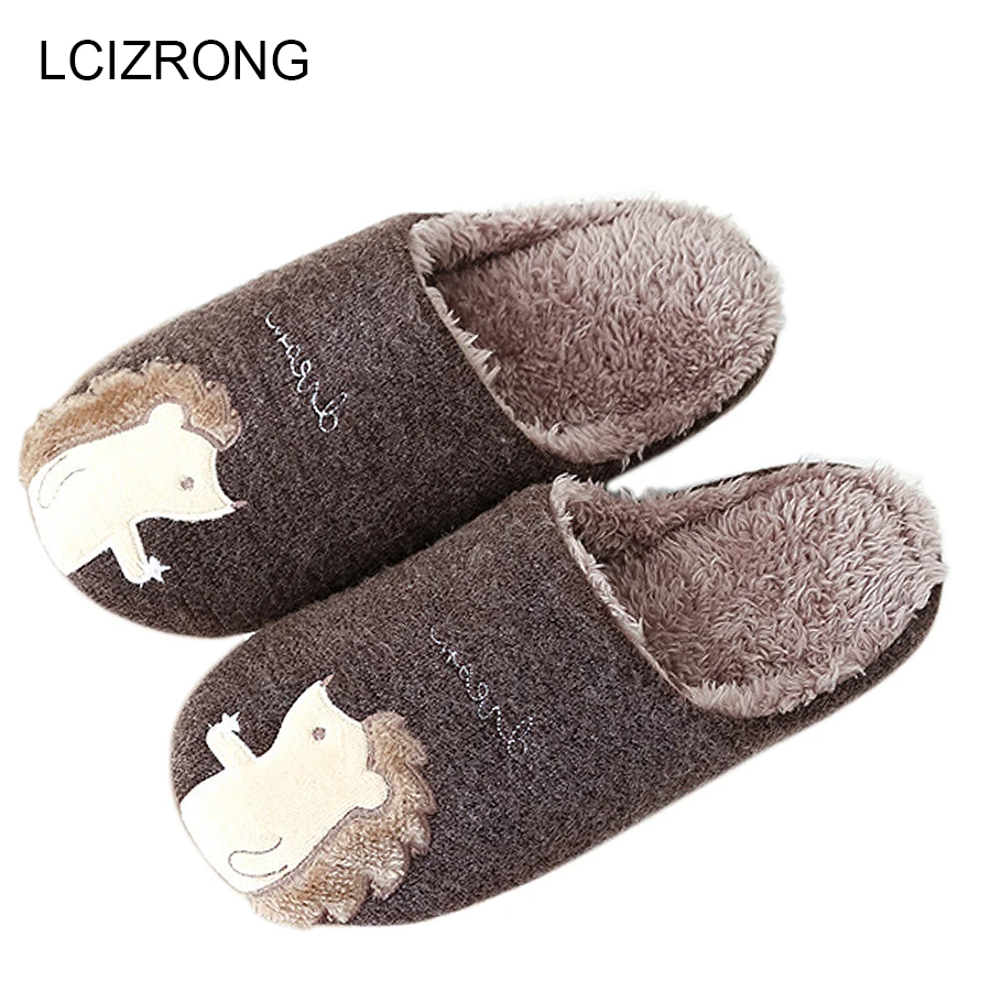 Тапочки LCIZRONG женские и мужские хлопок теплые зимние домашние тапочки еж в стиле