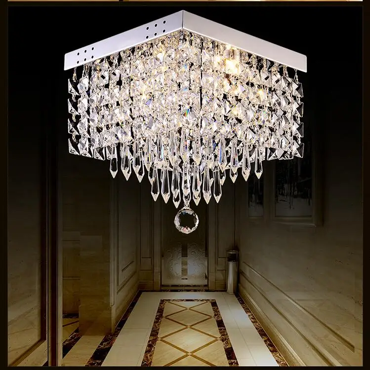 Lustres de Cristal Conduziu a Iluminação Lustre para Sala Lâmpada do Teto Moderna Quadrado Lâmpadas Estar Cristal Luminária Led 12 China chandeliers ceiling Suppliers