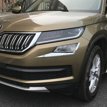 

AITWATT For Skoda Kodiaq 2017 2018 2019 ABS Chrome Front Fog Light Cover Lamp Eyebrow Bumper Lid Eyelid Trim Car Stickers 2Pcs
