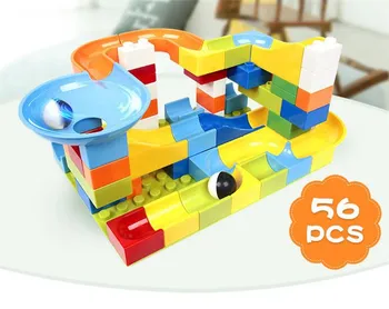 

56PCS Blocks Marble Race Run Maze Ball New large particles building blocks track car early education educational toys
