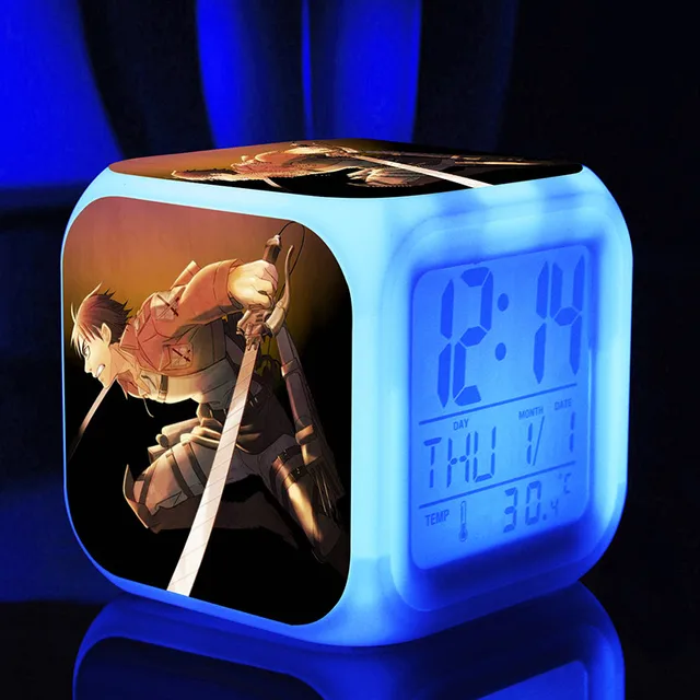 Manga Attack on Titan Alarm Clocks,Glowing LED Color Change Digital