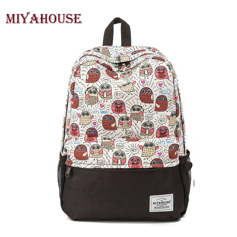 

Miyahouse Fashion Cute Owl Backpack Women Cartoon School Bags For Teenagers Girls Canvas Bookbags Women Backpack Female Mochila