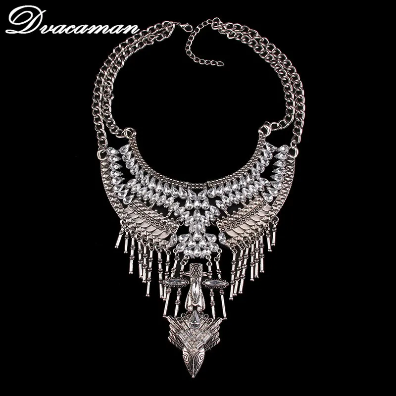 Dvacaman, модное ювелирное изделие, женское колье, большое винтажное длинное массивное ожерелье, s& Кулоны, макси бохо, массивное ожерелье-воротник, 9820 - Окраска металла: S2 silver