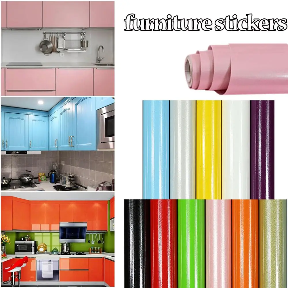 11 видов сплошной цвет ПВХ клей обои декоративные пленки стены ситкер для Шкаф Кухня стол дверь(60*100 см