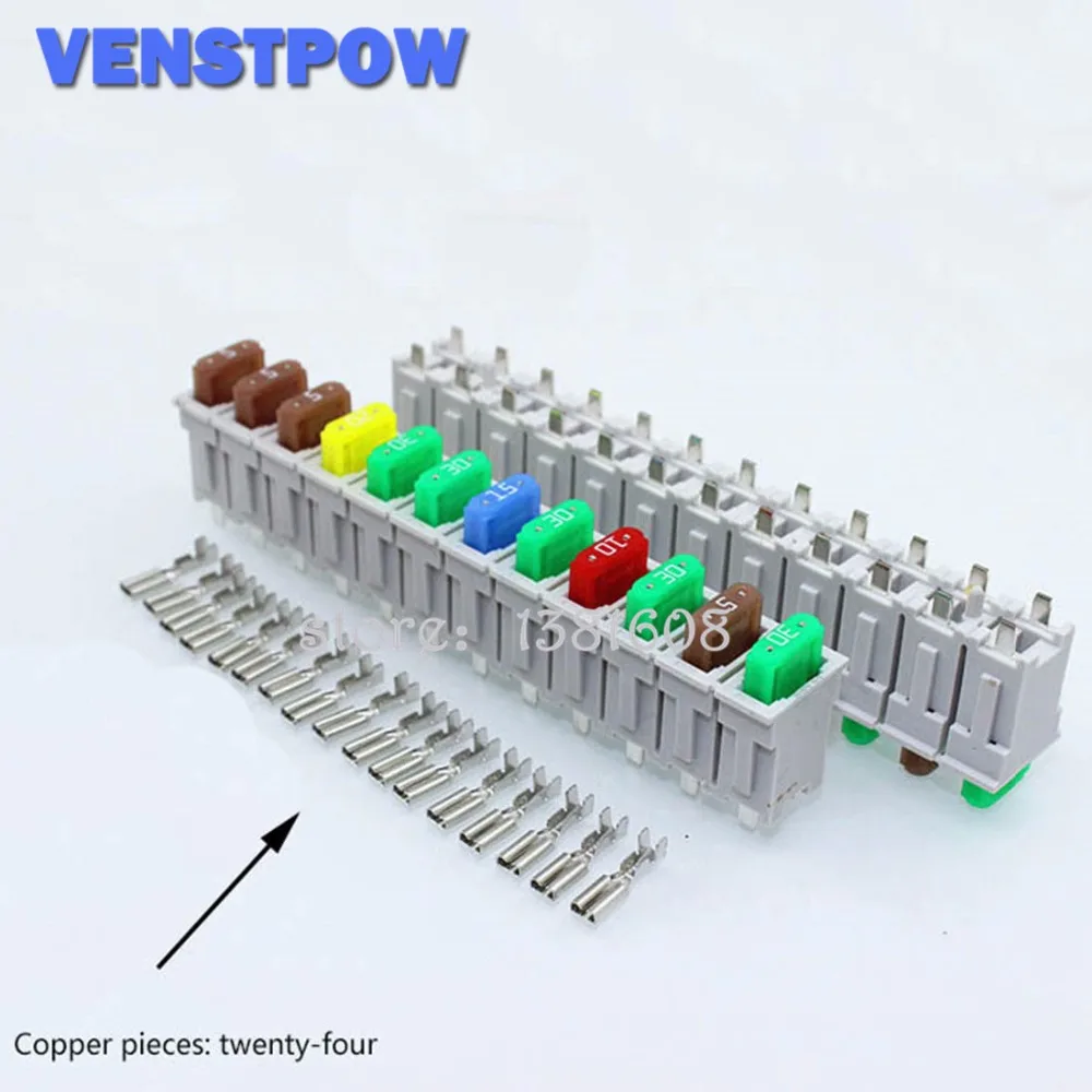 1PC PBT 12 Way Blade Fuse Box Holder Waterproof Socket with 12 Small