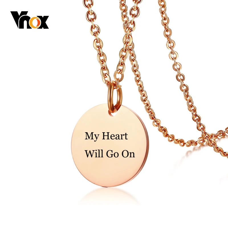 

Vnox Coin Necklaces for Women Free Engraving Name Date Love Logo Info Stainless Steel Round Circle Colar Gifts Accessories