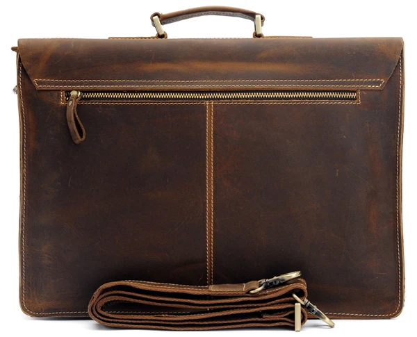 Top Grade Male Men's Vintage Real Crazy Horse Leather Briefcase Messenger Shoulder Portfolio Laptop Bag Case Office Handbag 1061