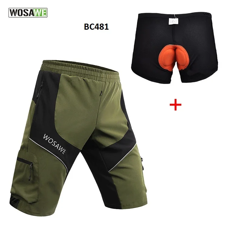 Kolesarske hlače Wosawe MTB Kolesarske kratke hlače dihajoče ohlapne športne športe na prostem Kolesarske hlače z žepi z zadrgo