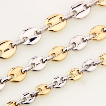

7"-40" Long Choose Brand New 100% Stainless Steel 7/9/11mm Men's Coffee Bean Necklace Silver Gold Mens Necklace