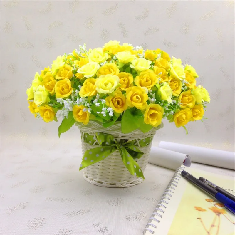 

Wedding Decor 1 Bouquet 21 Head Artifical Plastic Rose Flower Bouquet Home Silk Floral Decor Beauty