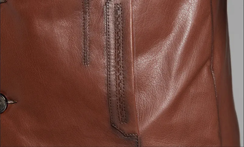 Discount AYUNSUE Genunie Mens Leather Jackets Red Brown 2019 Winter Leather Men