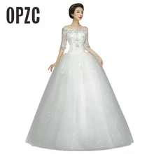 Реальный образец Новинка года; стильное платье с вырезом лодочкой и Половина рукавом белого, красного цвета, с украшением в виде кристаллов кружевное платье без рукавов с декоративной Материал Bling свадебное платье индивидуальный заказ