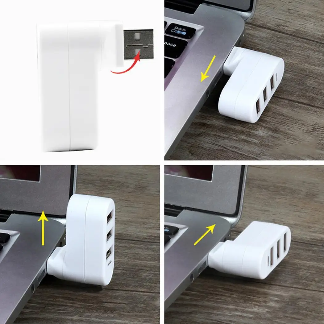 Вращающийся высокоскоростной 3 порта USB Spliter HUB 5 V Splitter-40-85Degree-20-75 градусов 500mA Spliter адаптер