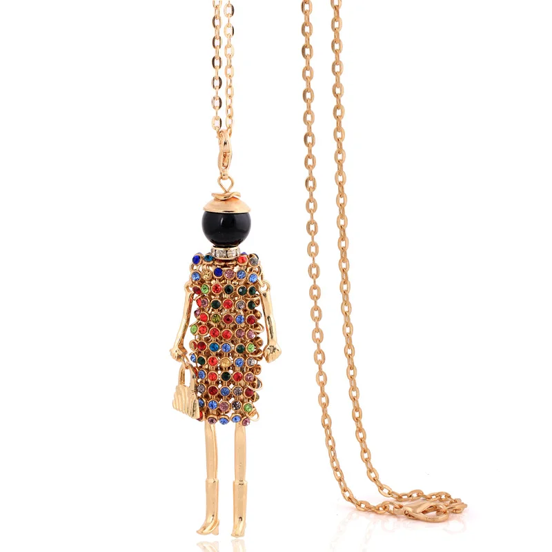 

fashion gold-color crystal necklace chunky long chain women rhinestone chokers bohomain big collar statement charm pendants 2019