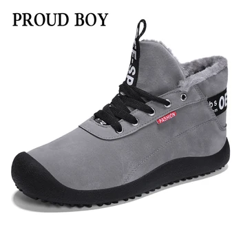 

2018 Winter Hot sale Warm Plush Sneakers Snow Outdoor Boots Lace-up Trekking Canvas running shoes men Sport flannel Trainer Shoe