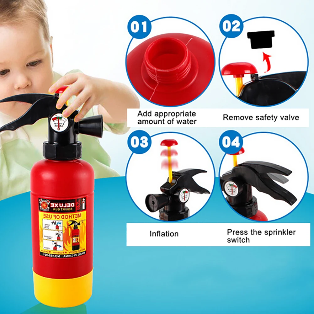 Kids Pull-Type Fire Extinguisher Water Gun Cap Firefighting Suit Beach Play Toys Educational Toy For Boys Gift