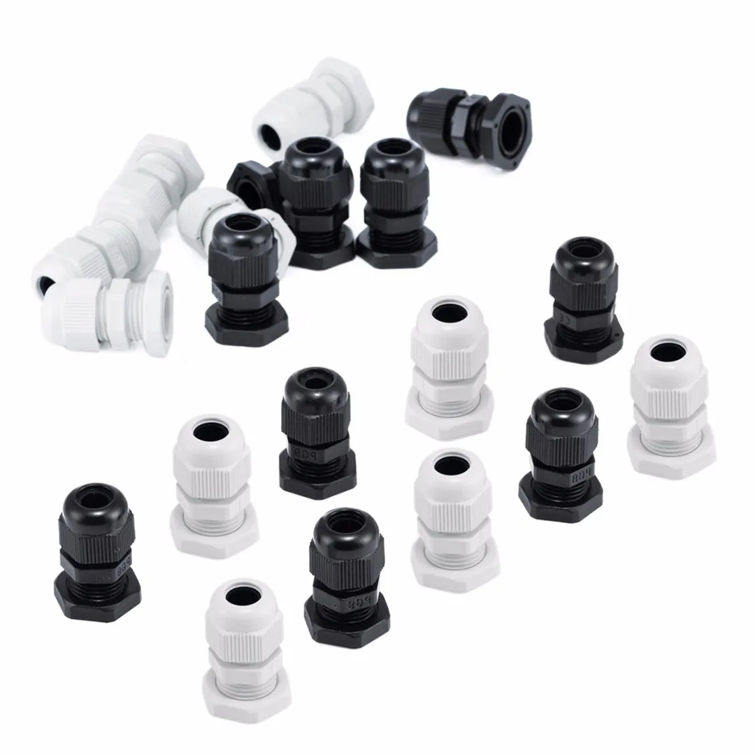 

10pcs PG9 Black White Cable Glands Mayitr Waterproof Plastic Nylon Cable Gland Connectors Joints 4-8mm For Electrical Appliances