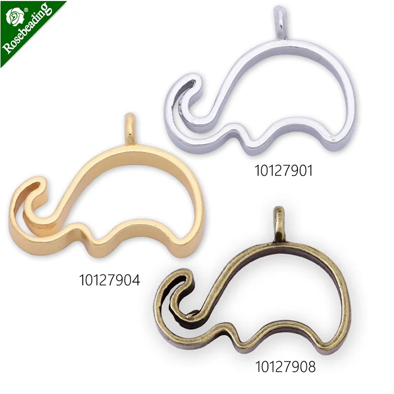 

10pcs 30x23mm elephant framework open back animal pendant,Resin Setting,metal frame