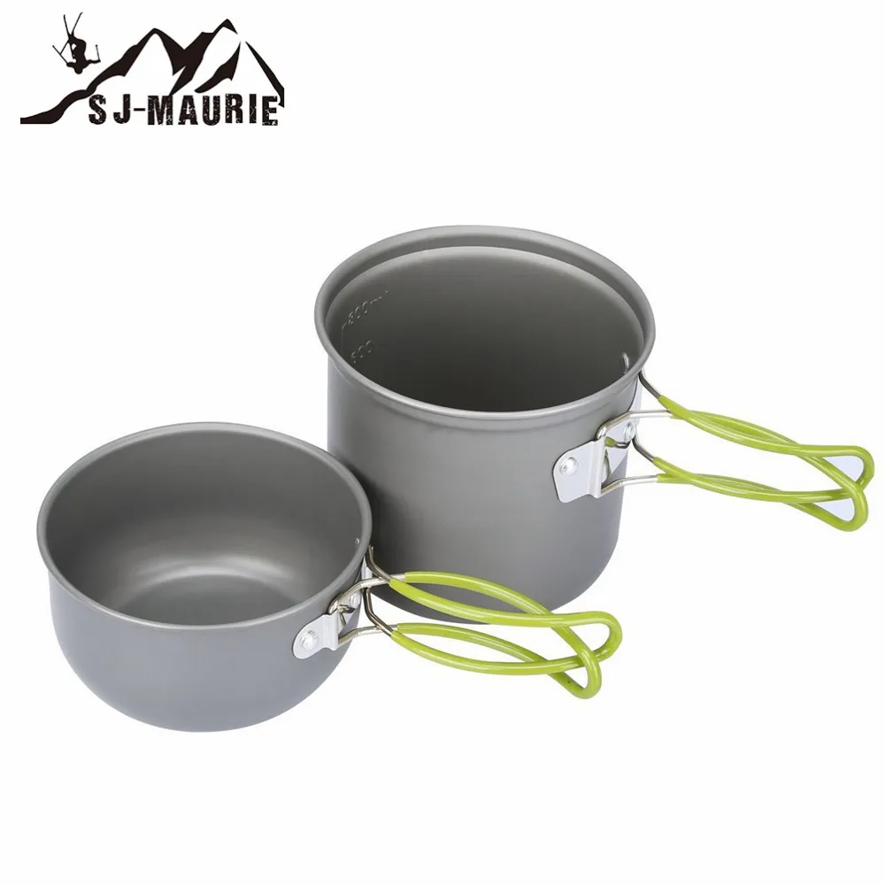 SJ-Maurie al aire libre juego de vajilla de ultraligero utensilios Camping utensilios senderismo Picnic Camping vajilla olla Pan 1-2persons
