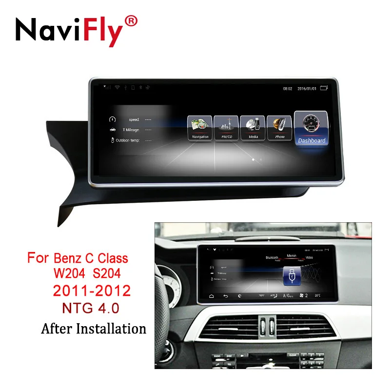 NaviFly 4G LTE 3 ГБ ОЗУ 10,2" Android 7,1 автомобильный мультимедийный плеер для Benz C-Class W204 S204 2011-2013 wifi BT поддержка 4G sim-карты