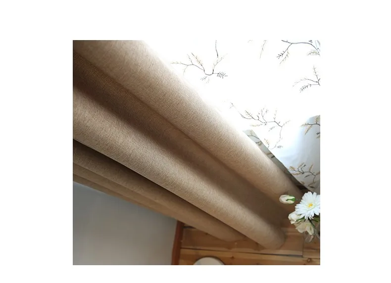Элегантные плотные затемненные шторы из искусственного льна для гостиной, однотонные шторы для спальни(зеленый/синий/кофейный