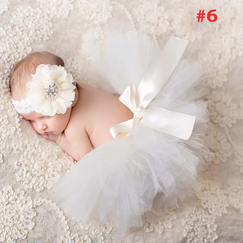 

Newborn Summer Tutu Skirt with Headband Set Pettiskirt Style Photography Props Princess Baby Tutus with Hair Accessory TS064